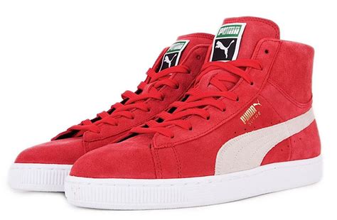 puma red and white sneakers